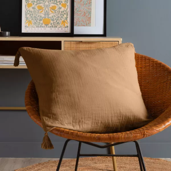 Coj�n cuadrado en gasa de algod�n (60 x 60 cm) Ga�a Camel