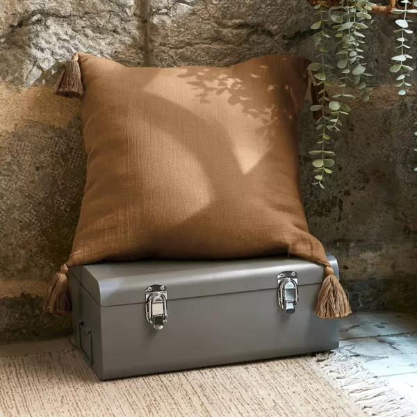 Quadratisches Musselin-Kissen (40 x 40 cm) Ga�a Camel