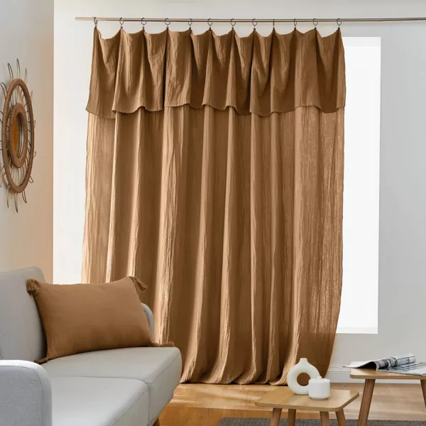 Rideau gaze de coton ajustable (280 x max 300 cm) Ga�a Camel