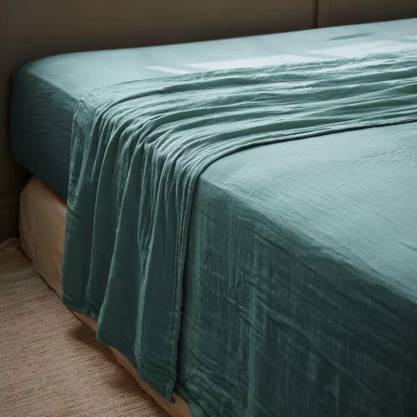 Fladt lagen i bomuldsgaze (270 x 300 cm) Ga�a Bl�gr�n