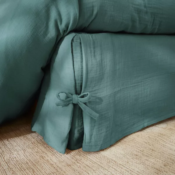 Cache-sommier Gaze de coton (160 x 200 cm Ga�a Bleu canard