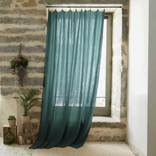 Overgordijn verstelbaar Katoengaas (180 x max 300 cm) Ga�a Eendblauw