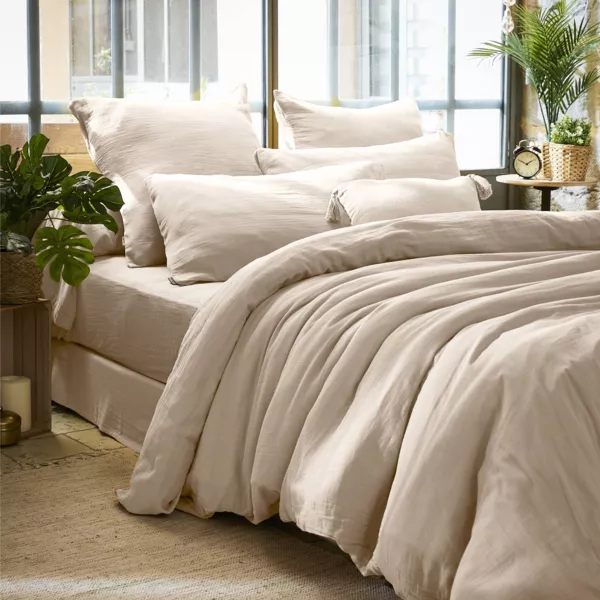 Funda N�rdica en gasa de algod�n (200 cm) Ga�a Beige pampa