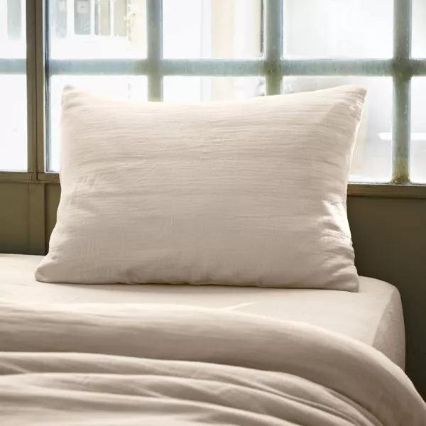 Rechteckiger Musselin-Kopfkissenbezug (50 x 70 cm) Gaïa Beige