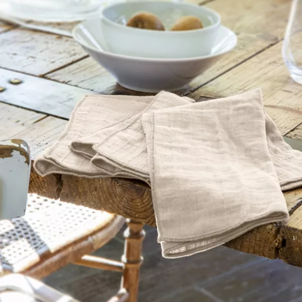 3er Set Musselin-Servietten (40 x 40 cm) Ga�a Beige