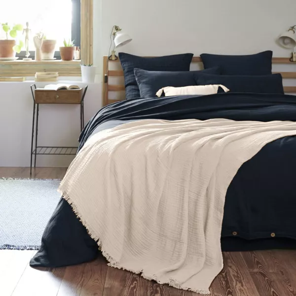 Plaid gaze de coton (180 x 220 cm) Ga�a Beige pampa