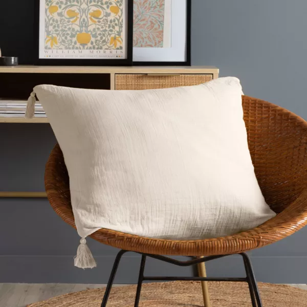 Cuscino quadrato in garza di cotone (60 x 60 cm) Ga�a Beige pampa