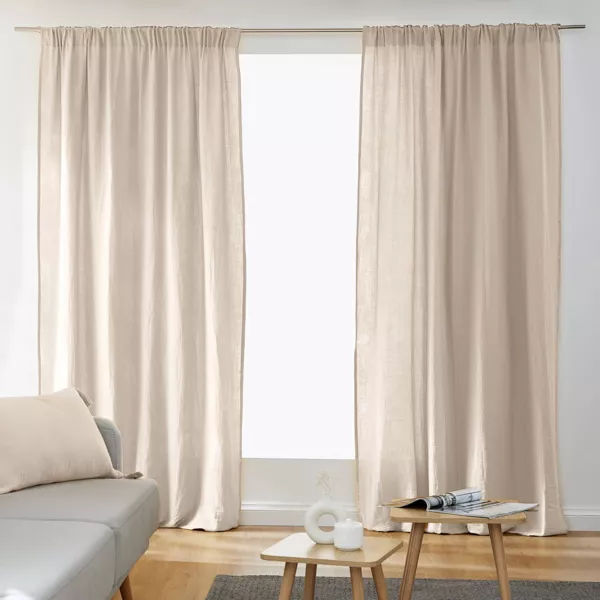 Rideau gaze de coton galon fronceur (180 x 240 cm) Ga�a Beige pampa