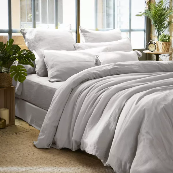 Housse de couette gaze de coton (280 x 240 cm) Ga�a Gris nuage