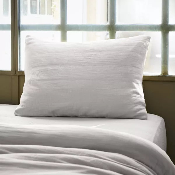 Rechteckiger Musselin-Kopfkissenbezug (50 x 70 cm) Ga�a Hellgrau