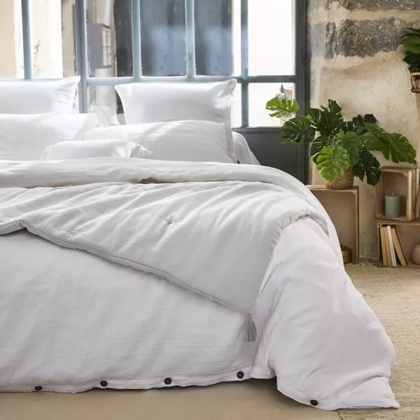 Camino de cama edred�n gaza de algod�n  (90 x 200 cm) Ga�a Gris nube