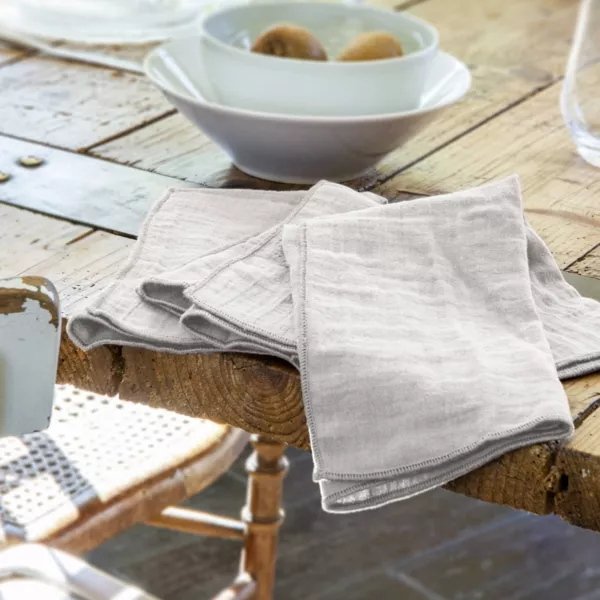 Set di 3 tovaglioli garza di cotone Ga�a Grigio nuvola