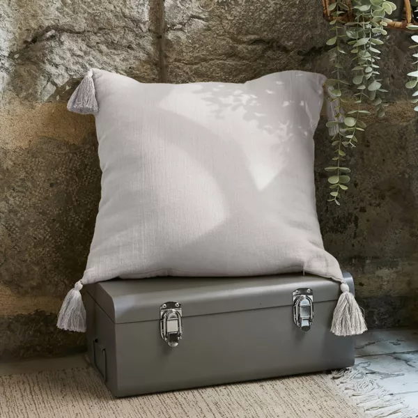 Coussin carr� gaze de coton (40 x 40 cm) Ga�a Gris nuage