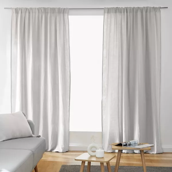 Rideau gaze de coton galon fronceur (140 x 240 cm) Ga�a Gris nuage