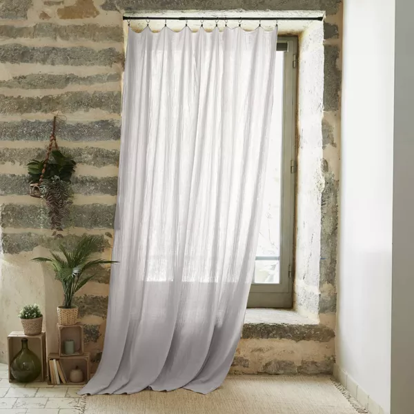 Tenda garza di cotone regolabile (140 x max 300 cm) Ga�a Grigio Chiaro