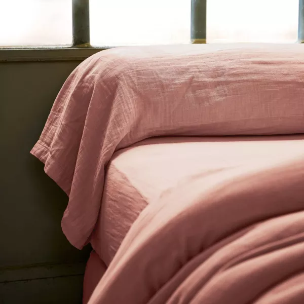 Taie de traversin gaze de coton (L185 cm) Ga�a Rose p�che