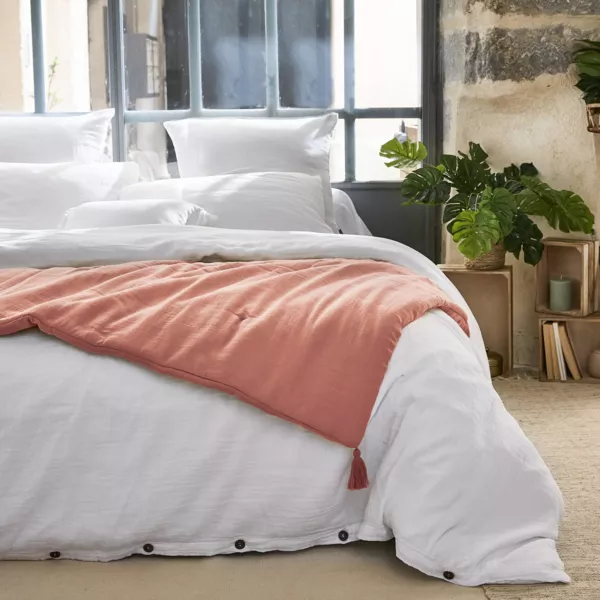 Edredon gaze de coton (90 x 200 cm) Ga�a rose p�che