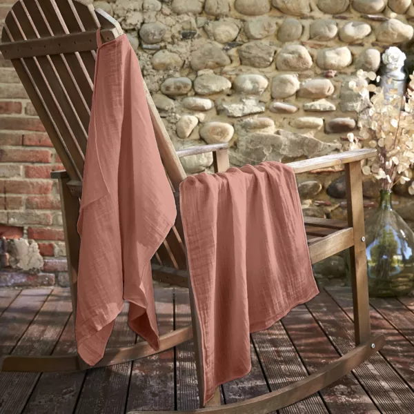 Set di 2 strofinacci garza di cotone (70 cm) Ga�a Rosa pesca