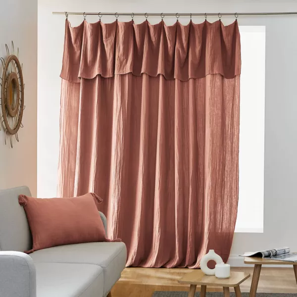 Rideau gaze de coton ajustable (280 x max 300 cm) Ga�a Rose p�che
