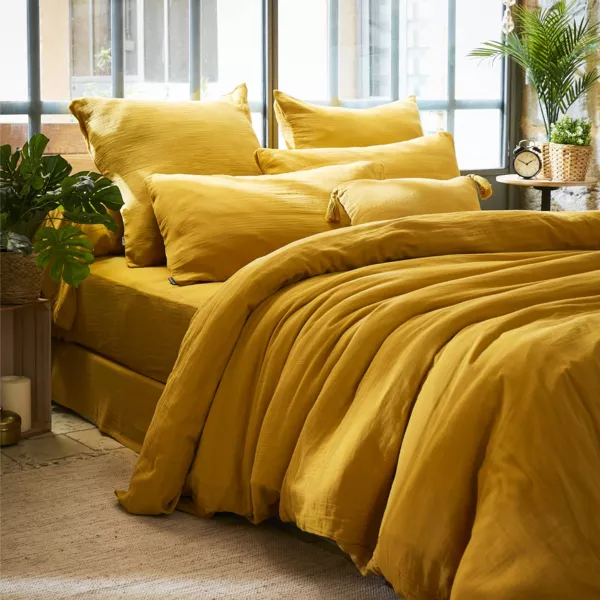 Housse de couette gaze de coton (260 x 240 cm) Ga�a Jaune safran