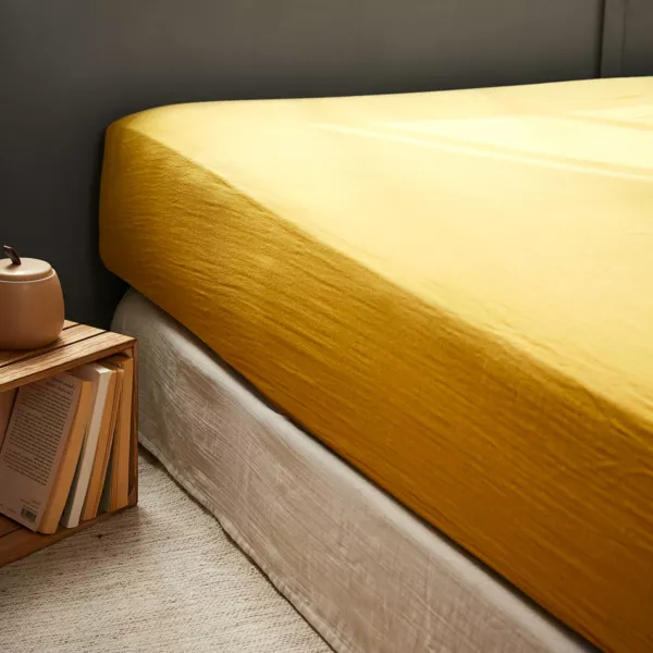 Lenzuolo con angoli garza di cotone (140 x 200 cm) Ga�a Giallo zafferano