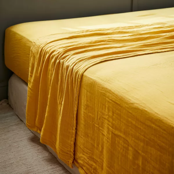 Drap plat gaze de coton (270 x 300 cm) Ga�a Jaune safran