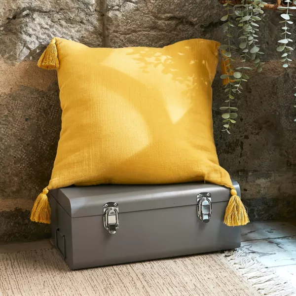 Cuscino quadrato garza di cotone (40 cm) Ga�a Giallo zafferano