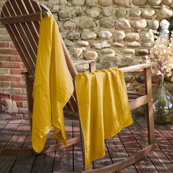 Lot de 2 essuie-mains gaze de coton (70 cm) Ga�a Jaune safran