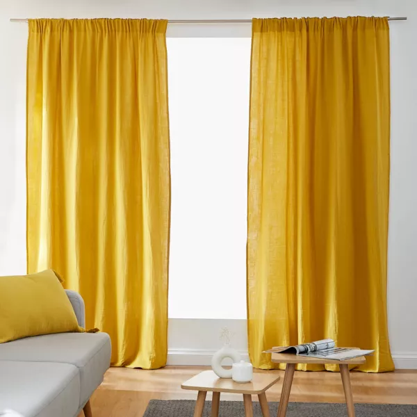 Rideau gaze de coton galon fronceur (180 x 240 cm) Ga�a Jaune safran