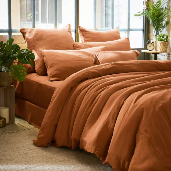 Housse de couette gaze de coton (200 x 200 cm) Ga�a Abricot