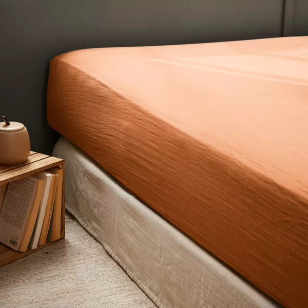 Lenzuolo con angoli garza di cotone (180 x 200 cm) Ga�a Albicocca