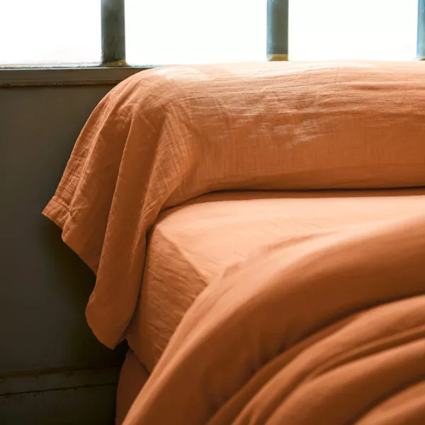 Musselin-Nackenrollenbezug (L185 cm) Ga�a Aprikosenfarben