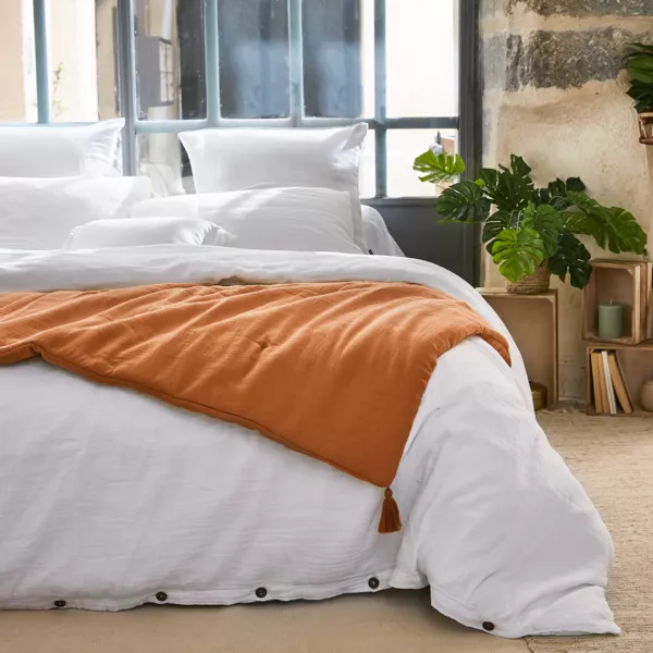 Katoenen gaas dekbed (90 x 200 cm) Ga�a Abricot