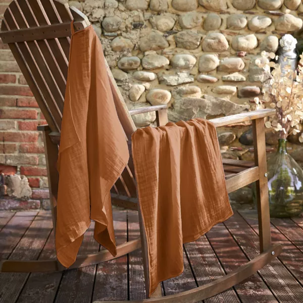 Set van 2 katoenen gaas handdoeken (50 x 70 cm) Ga�a Abrikoos