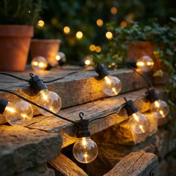 Guirlande lumineuse connectable jardin 9,5 m 20 LED Guinguette Garden Blanc chaud