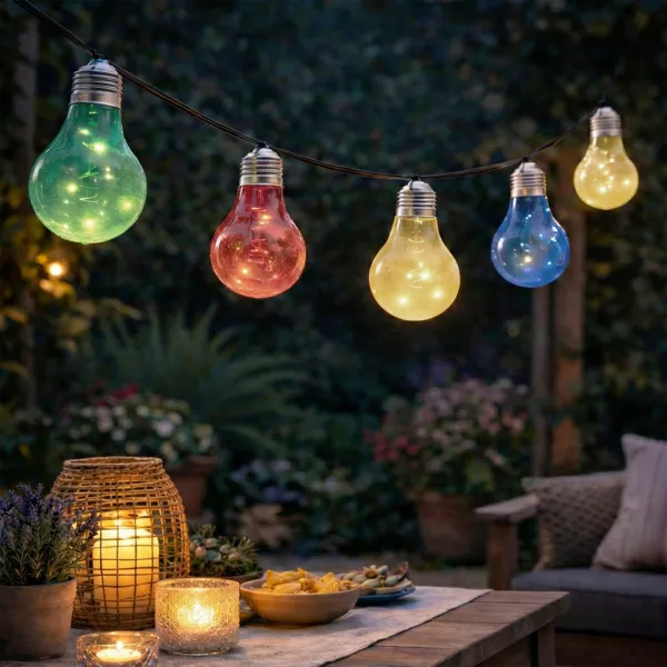 Guirlande lumineuse solaire 50 LED (4,5 m) Guinguette clignotante Multicolore