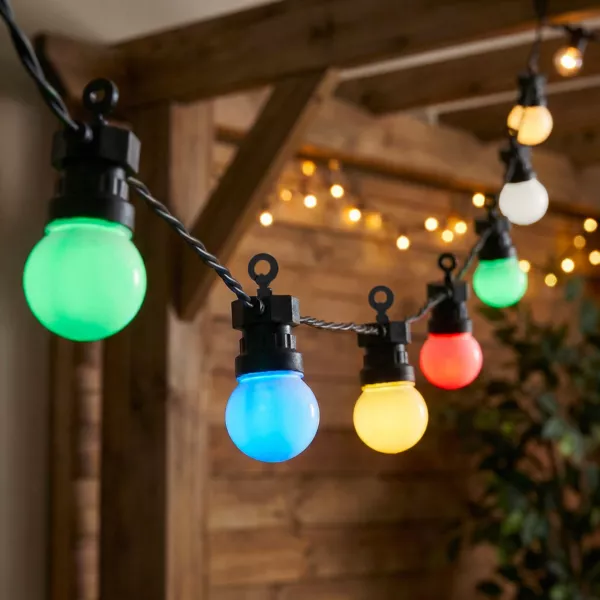 Guirlande lumineuse de jardin solaire 10 LED (4,5 m) Guinguette estivale Multicolore