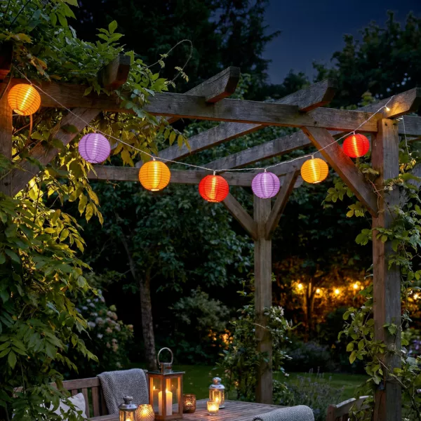 Guirlande lumineuse extérieure à piles 10 LED (2,7 m) Lanternes chinoises Multicolore