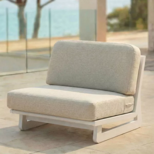 Gartenstuhl aus Aluminium Long Beach Aschweiß und Beige