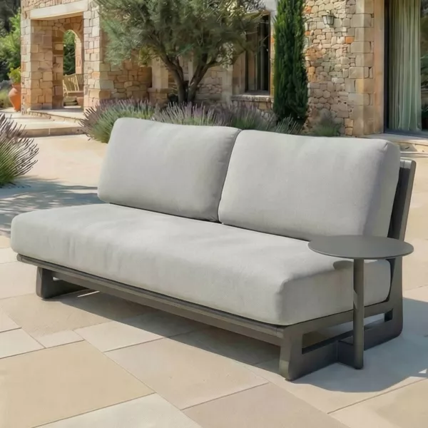 Zweiersofa für den Garten aus Aluminium Long Beach Anthrazitgrau und Hellgrau