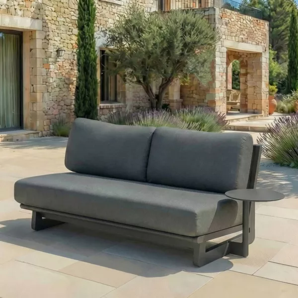 Zweisitzer Gartensofa aus Aluminium Long Beach Anthrazitgrau