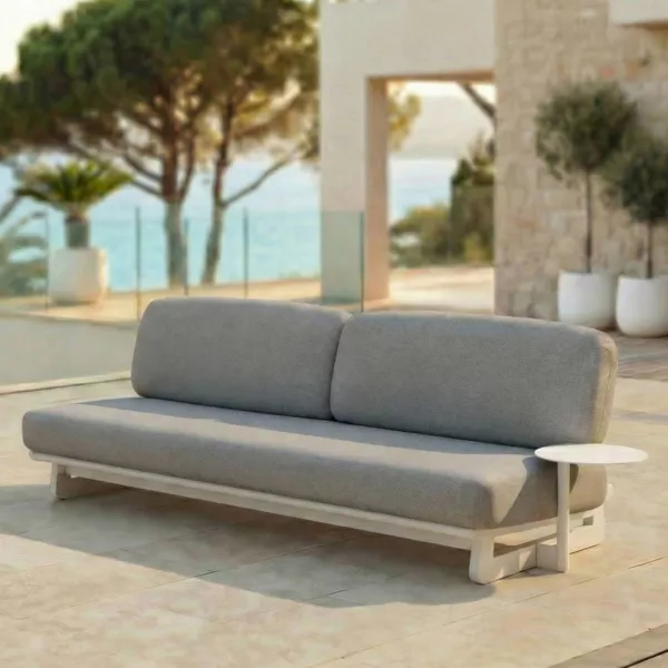 Gartensofa aus Aluminium für 3 Personen Long Beach in Aschweiß und Taupe