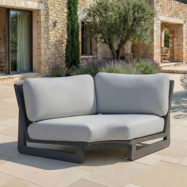 Fauteuil d'angle de jardin en aluminium Long Beach Gris anthracite et gris clair
