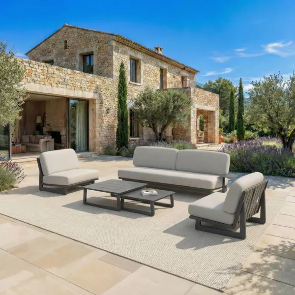 Set da giardino in alluminio 5 posti 5 pezzi Long Beach Grigio antracite e grigio chiaro