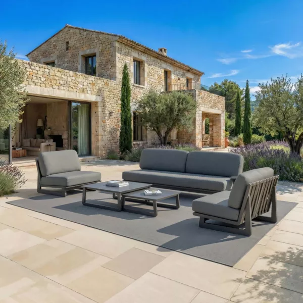 Set da giardino in alluminio 5 posti 5 pezzi Long Beach Grigio antracite