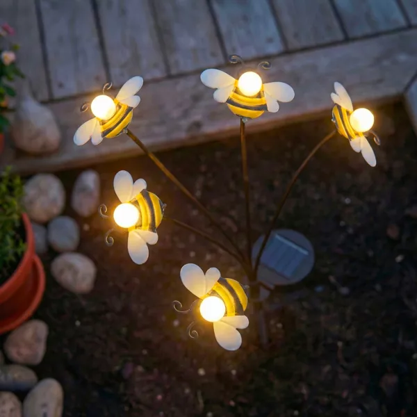 Zonne-energie Verlichtingsdecoratie om in de grond te steken (H60 cm) Bijen Geel en warm wit