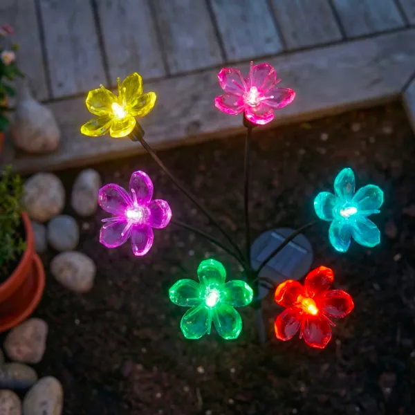 Decoraci�n luminosa Solar para clavar en el suelo (H70 cm) Flowers Multicolor