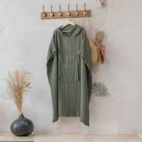 Voksen bomuldsgaze poncho L/XL Ga�a Rosmarin