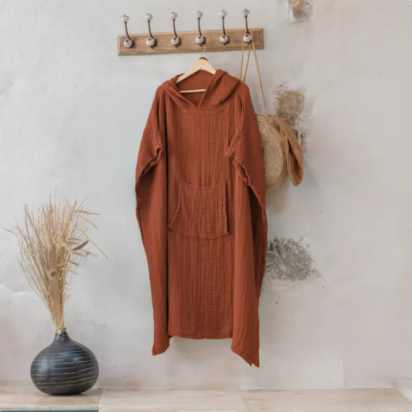 Poncho adulto in garza di cotone S/M Ga�a Terracotta