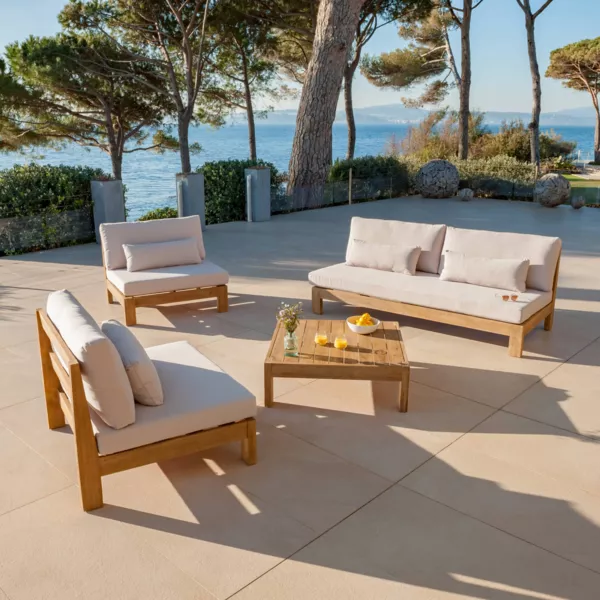 Salon de jardin en bois d'acacia 5 places 4 pcs Born�o Sable